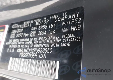 2024 Hyundai Elantra Sel from USA, damaged, VIN KMHLM4DG2RU838550